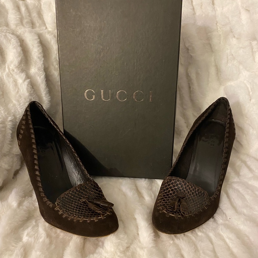 Gucci Women's Dark Brown Leather Heels